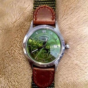 LOIS HILL Watch Green Face Green & Brown Band